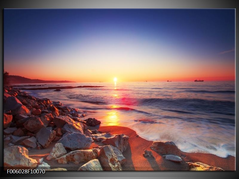 Glas schilderij Zonsondergang | Rood, Oranje, Grijs