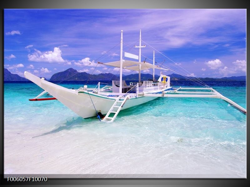 Foto canvas schilderij Boot | Blauw, Groen