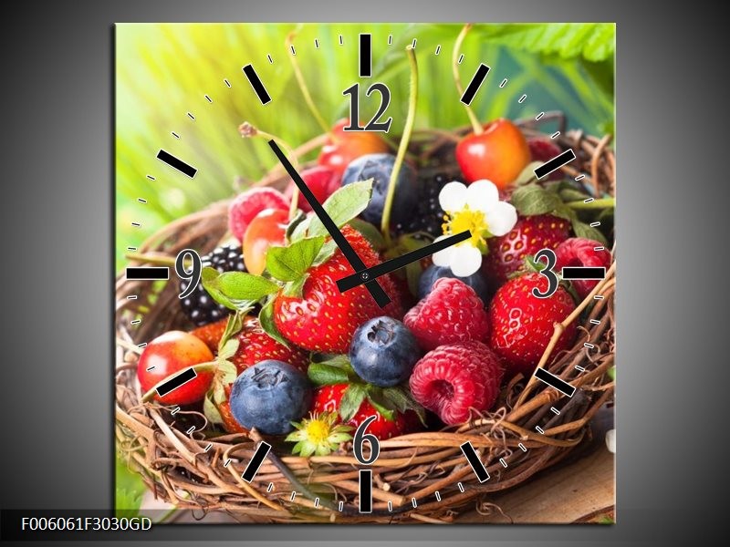 Wandklok op Glas Fruit | Kleur: Groen, Rood | F006061CGD