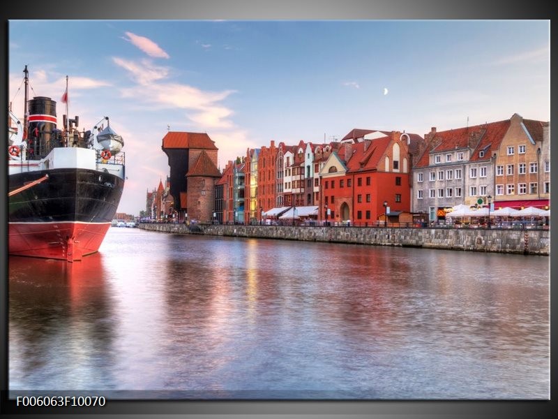 Glas schilderij Schip | Grijs, Rood