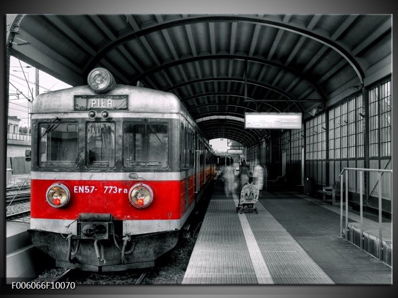 Foto canvas schilderij Trein | Rood, Grijs