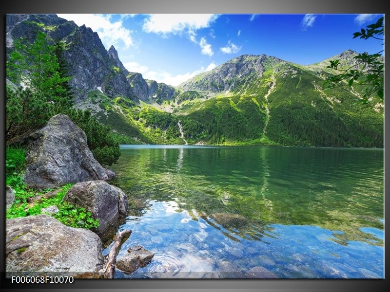 Foto canvas schilderij Meer | Groen, Blauw, Grijs