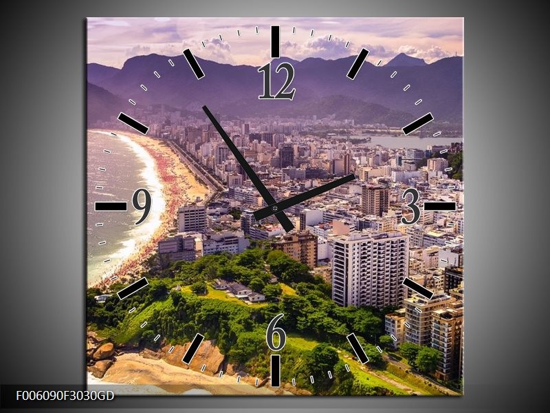 Wandklok op Glas Uitzicht | Kleur: Grijs, Groen | F006090CGD