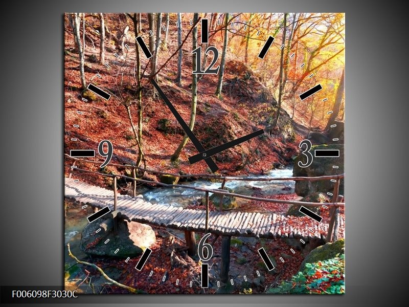 Wandklok op Canvas Herfst | Kleur: Geel, Bruin | F006098C