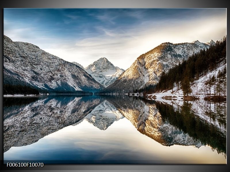 Foto canvas schilderij Bergen | Grijs, Blauw