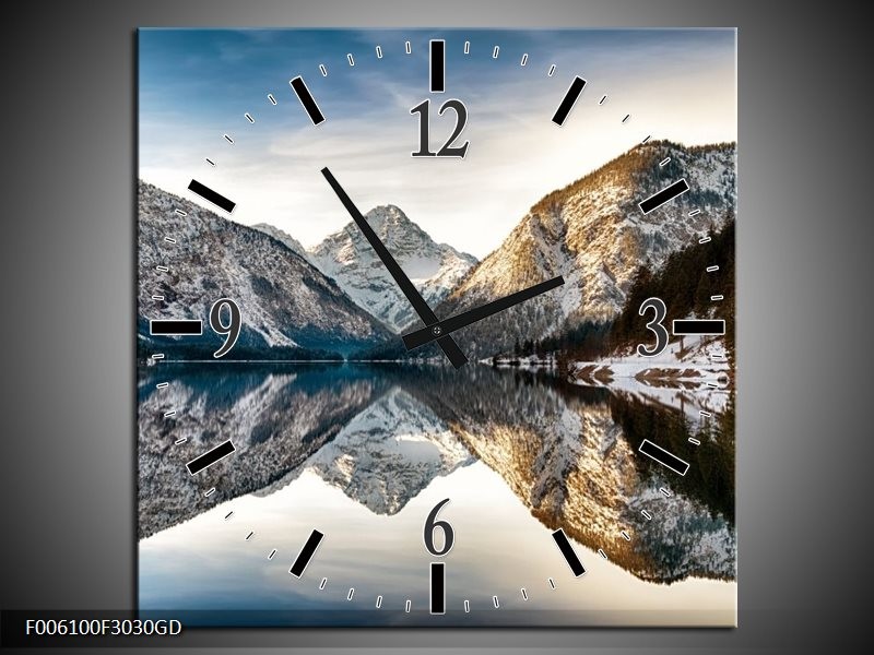 Wandklok op Glas Bergen | Kleur: Grijs, Blauw | F006100CGD