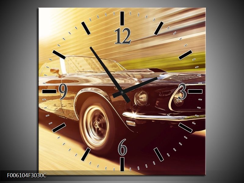 Wandklok op Canvas Mustang | Kleur: Groen, Geel | F006104C