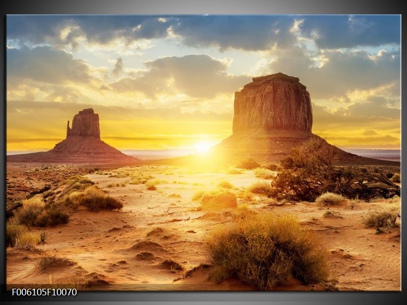 Foto canvas schilderij Zonsondergang | Bruin, Geel