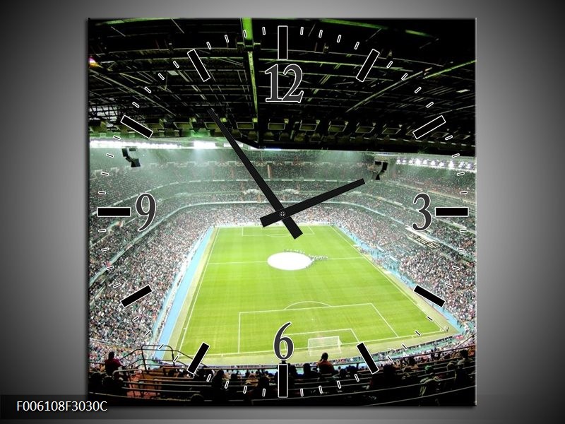 Wandklok op Canvas Stadion | Kleur: Groen | F006108C