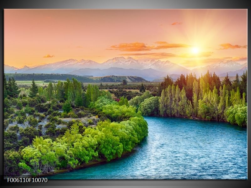 Foto canvas schilderij Rivier | Groen, Blauw