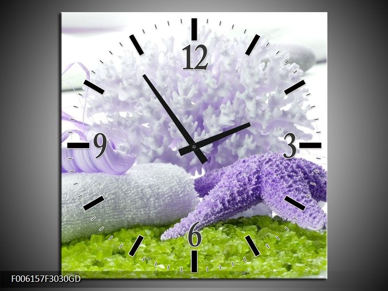 Wandklok op Glas Spa | Kleur: Paars, Groen, Wit | F006157CGD