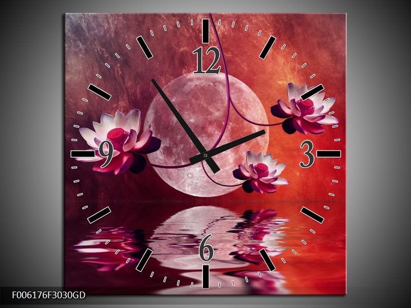 Wandklok op Glas Modern | Kleur: Rood, Paars, Roze | F006176CGD