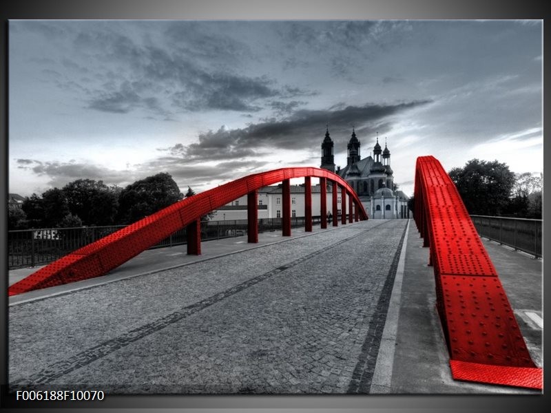 Foto canvas schilderij Brug | Rood, Grijs