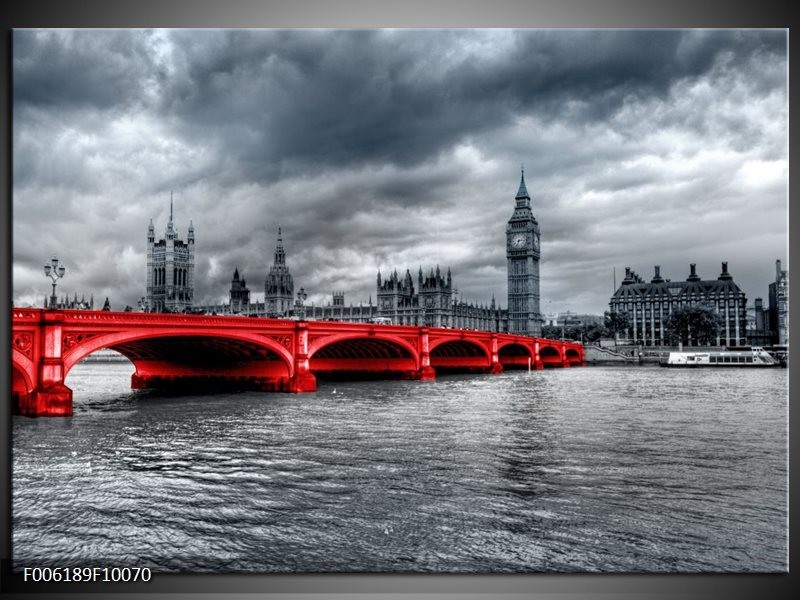 Foto canvas schilderij Brug | Rood, Grijs