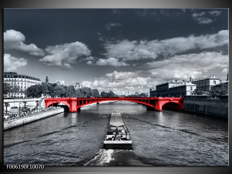 Glas schilderij Brug | Rood, Grijs