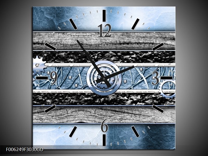 Wandklok op Glas Modern | Kleur: Blauw, Grijs | F006249CGD