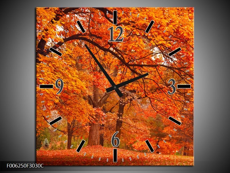 Wandklok op Canvas Herfst | Kleur: Bruin, Oranje | F006250C