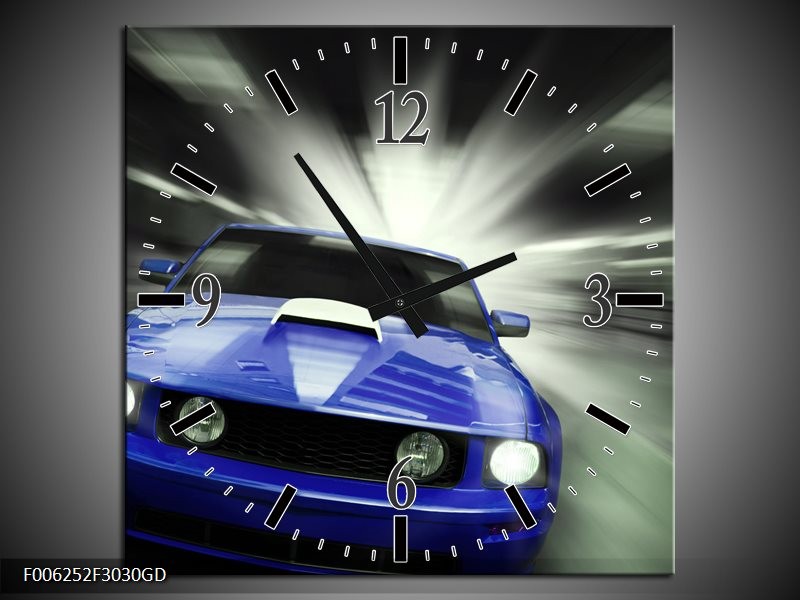 Wandklok op Glas Mustang | Kleur: Blauw, Grijs | F006252CGD