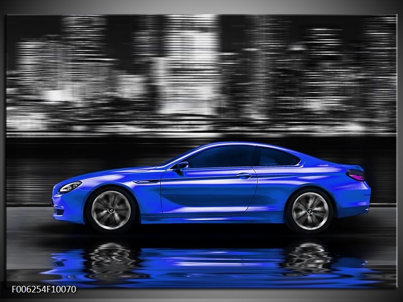 Glas schilderij Auto | Blauw, Grijs