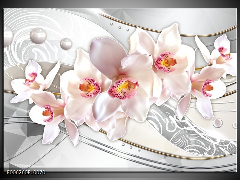 Foto canvas schilderij Orchidee | Grijs, Roze