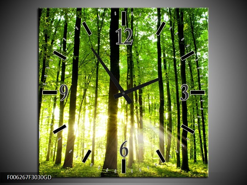 Wandklok op Glas Natuur | Kleur: Groen, Geel | F006267CGD