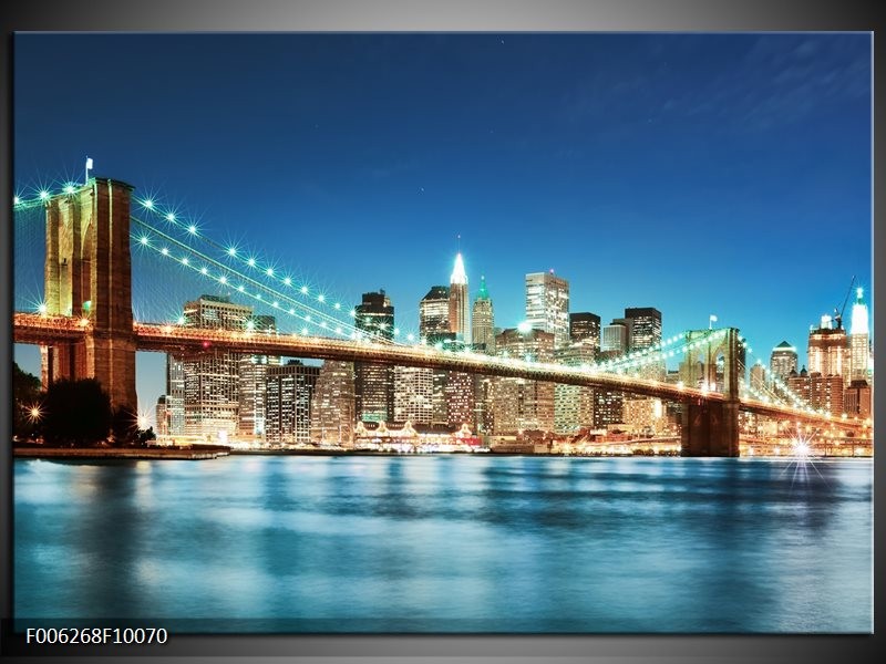 Foto canvas schilderij Brug | Blauw, Bruin