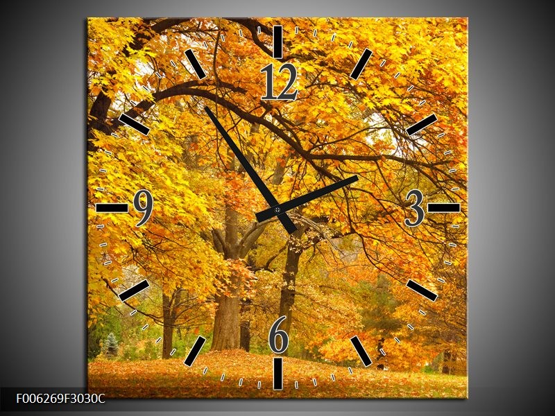 Wandklok op Canvas Herfst | Kleur: Bruin, Oranje | F006269C