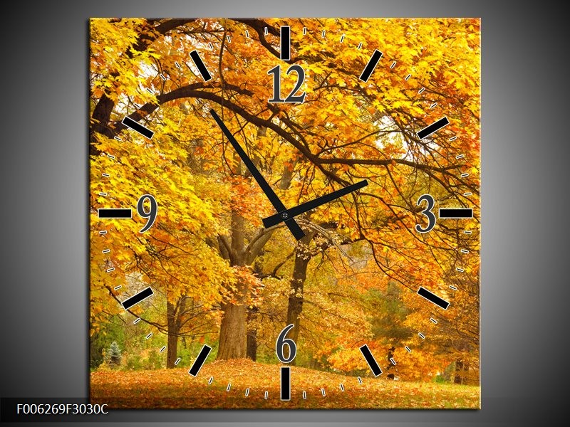 Wandklok op Canvas Herfst | Kleur: Bruin, Oranje | F006269C