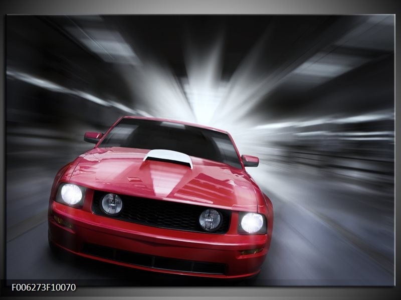 Glas schilderij Mustang | Rood, Grijs