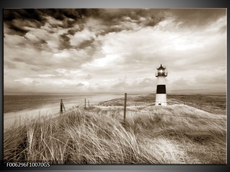 Glas Schilderij Vuurtoren | Sepia