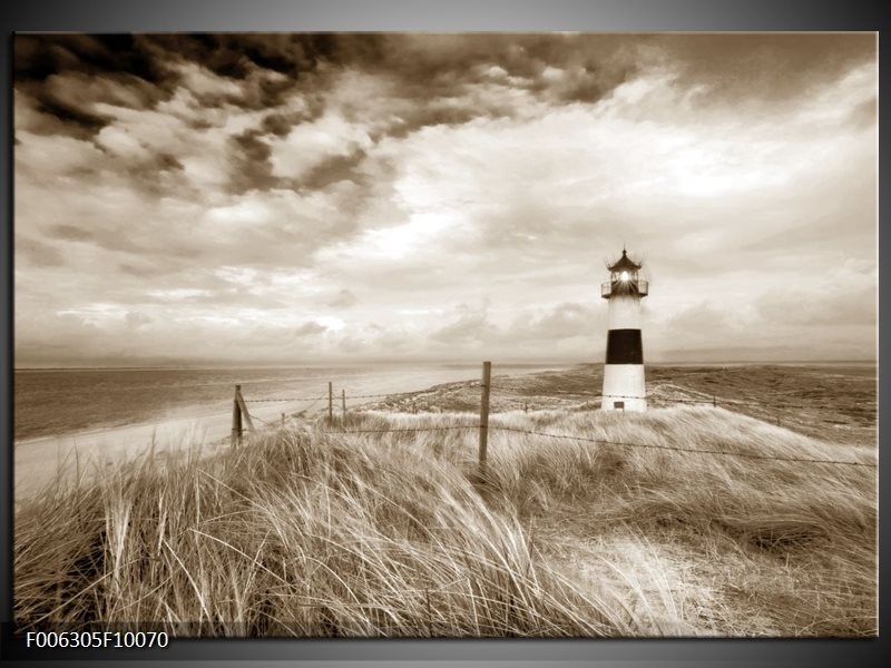 Canvas Schilderij Vuurtoren | Sepia