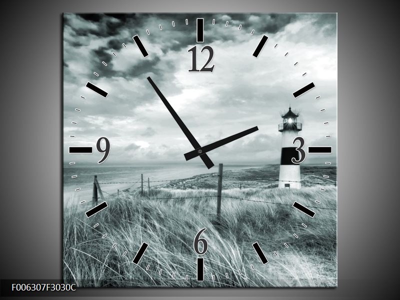 Wandklok Schilderij Vuurtoren | Grijs, Groen