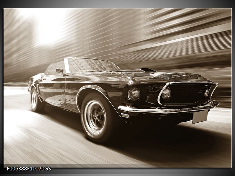 Glas Schilderij Auto, Mustang | Sepia