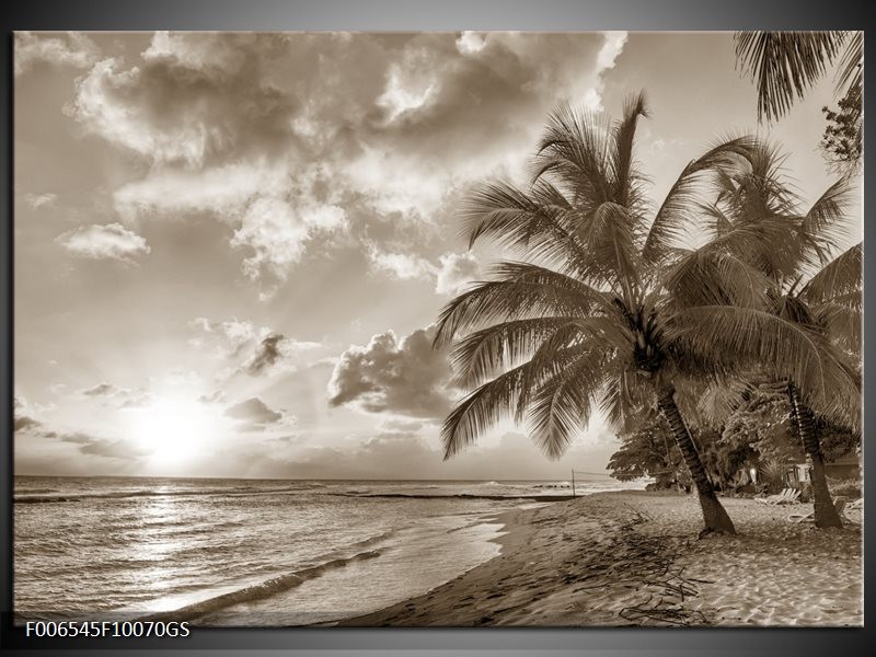 Glas Schilderij Strand, Zee | Sepia