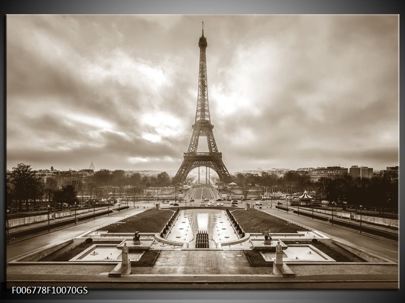 Glas Schilderij Parijs, Eiffeltoren | Sepia