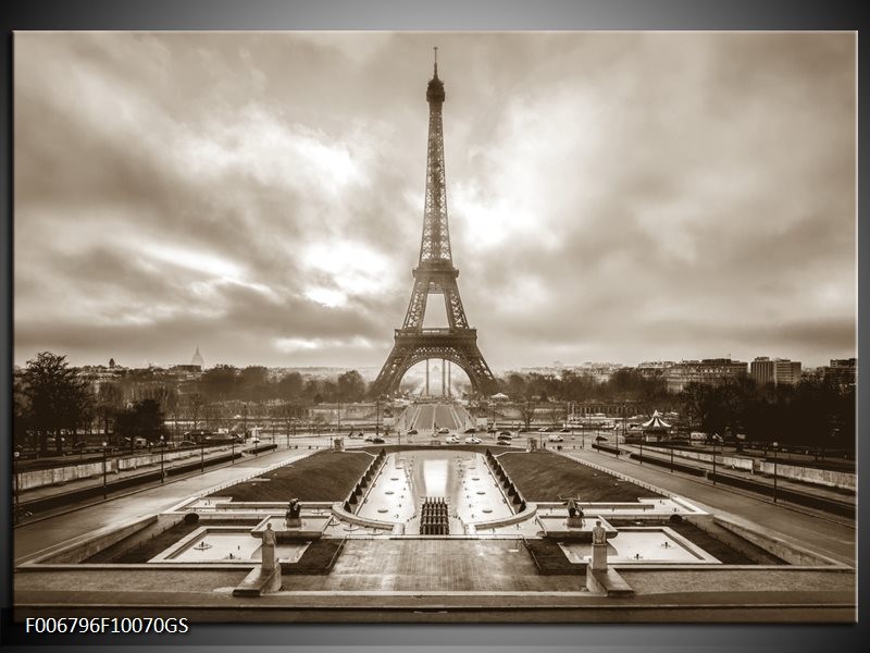 Glas Schilderij Parijs, Eiffeltoren | sepia