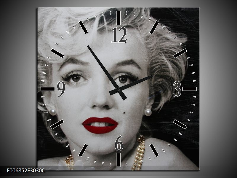 Wandklok Schilderij Marilyn Monroe | Zwart, Wit, Grijs