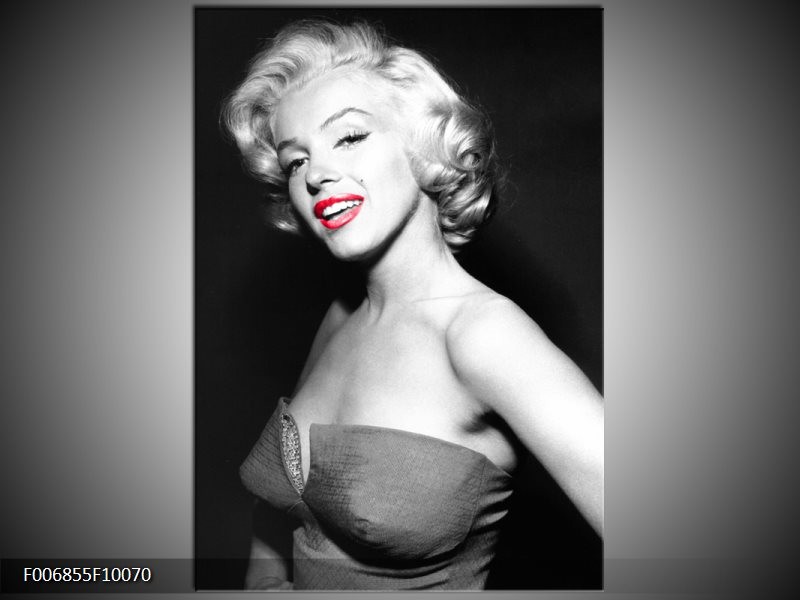 Canvas Schilderij Marilyn Monroe | Zwart, Grijs, Rood