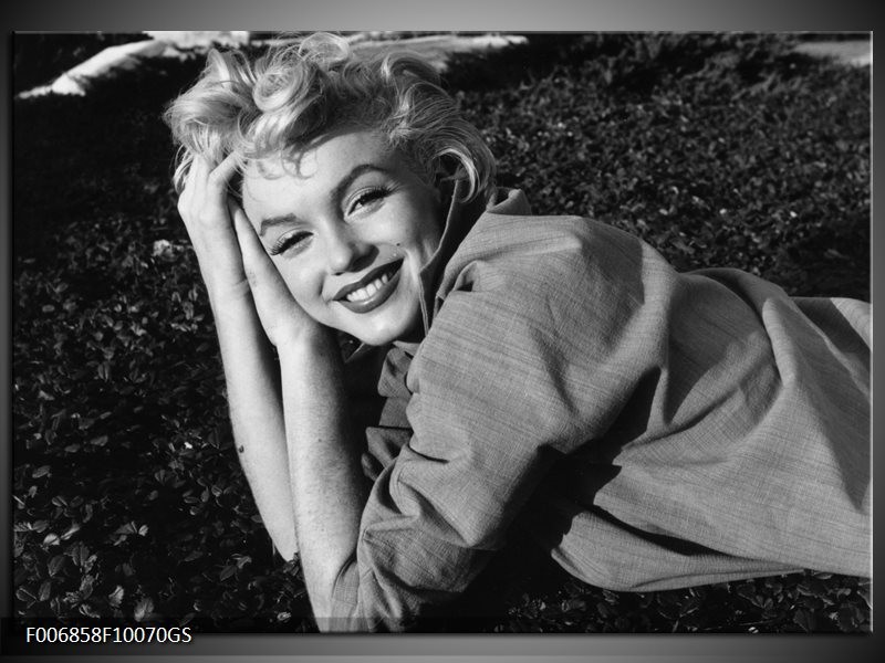 Glas Schilderij Marilyn Monroe | Zwart, Grijs