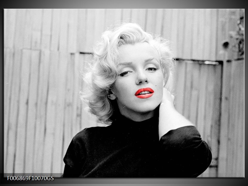 Glas Schilderij Marilyn Monroe | Zwart, Wit, Rood