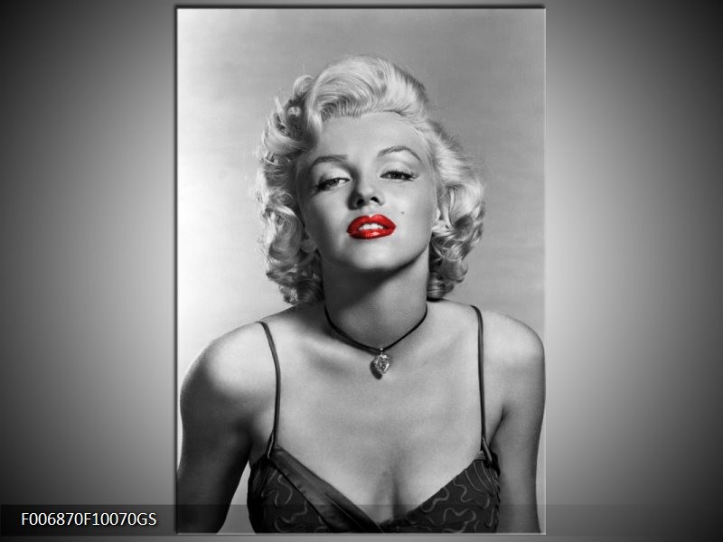 Glas Schilderij Marilyn Monroe | Zwart, Wit, Rood