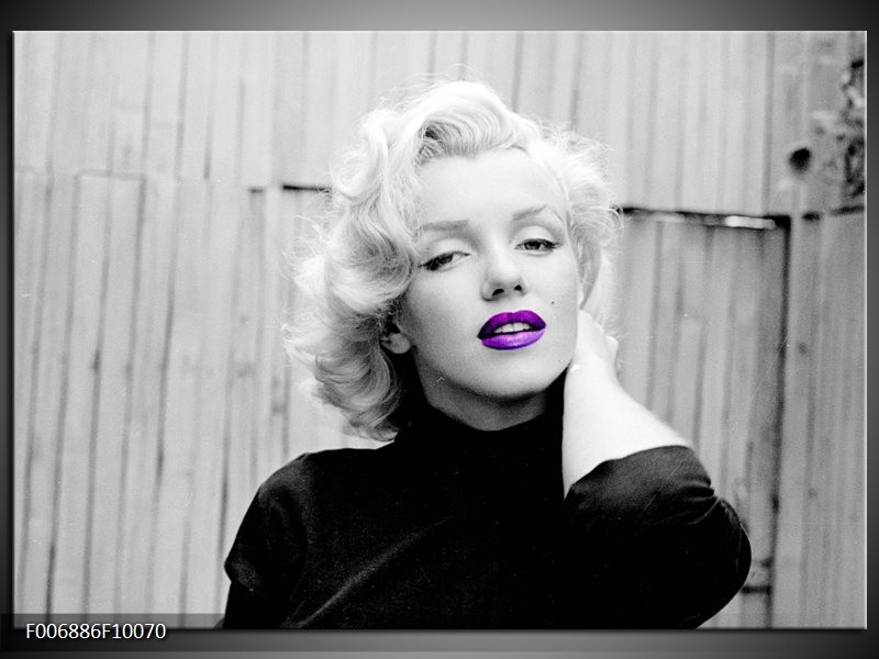 Canvas Schilderij Marilyn Monroe | Grijs, Zwart, Paars