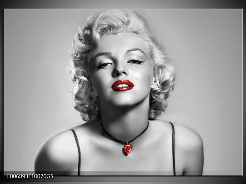 Glas Schilderij Marilyn Monroe | Grijs, Zwart, Rood