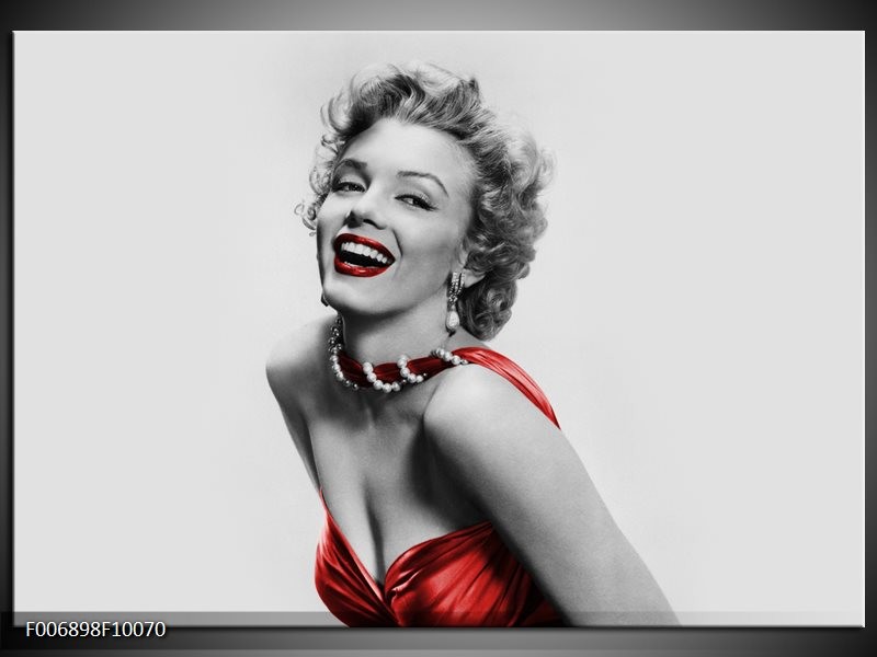 Canvas Schilderij Marilyn Monroe | Grijs, Rood, Zwart