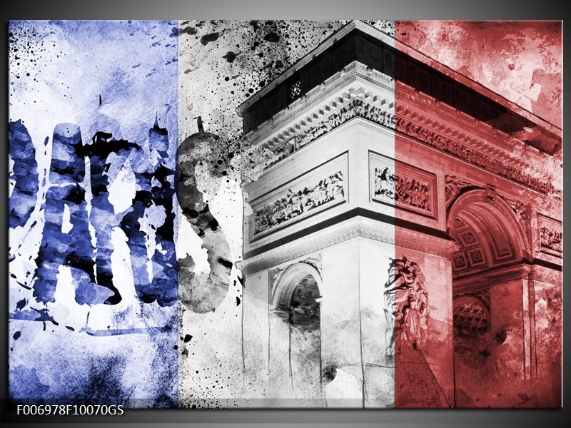 Glas Schilderij Parijs, Steden | Blauw, Rood, Zwart