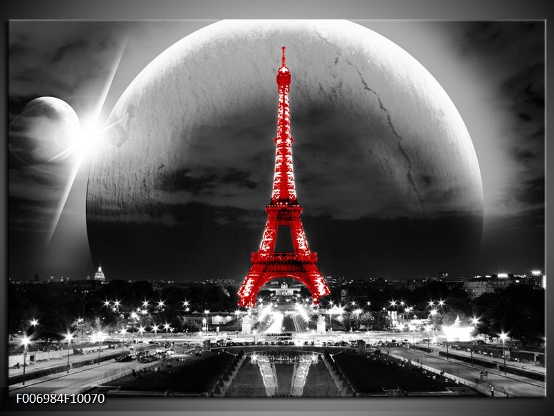 Canvas Schilderij Parijs, Eiffeltoren | Zwart, Wit, Rood
