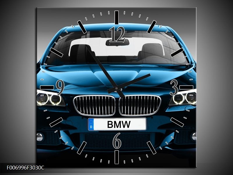 Wandklok Schilderij Auto, BMW | Blauw, Zwart, Grijs