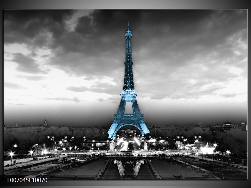 Canvas Schilderij Parijs, Eiffeltoren | Zwart, Wit, Blauw