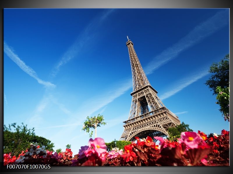 Glas Schilderij Parijs, Eiffeltoren | Blauw, Rood, Groen