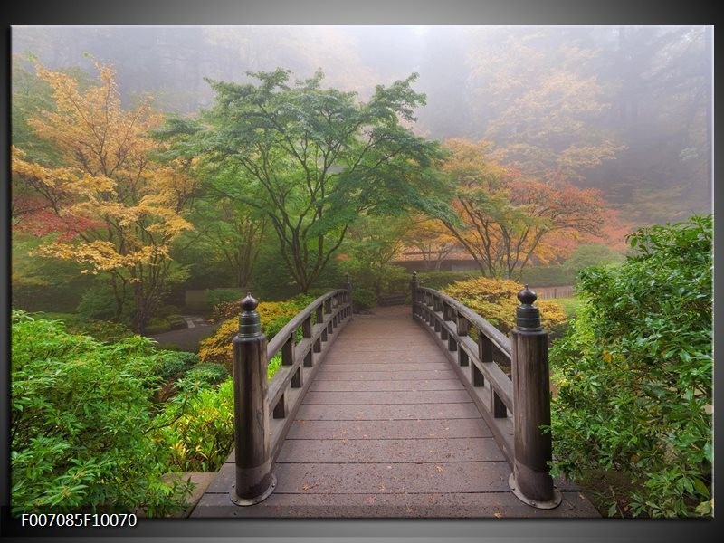 Canvas Schilderij Natuur, Brug | Groen, Bruin, Grijs